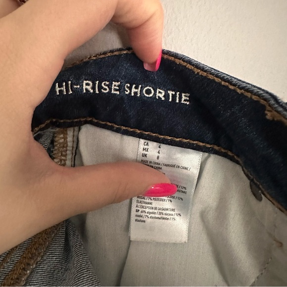 Distressed Dark Wash American Eagle Jean Shorts - Picture 5 of 5